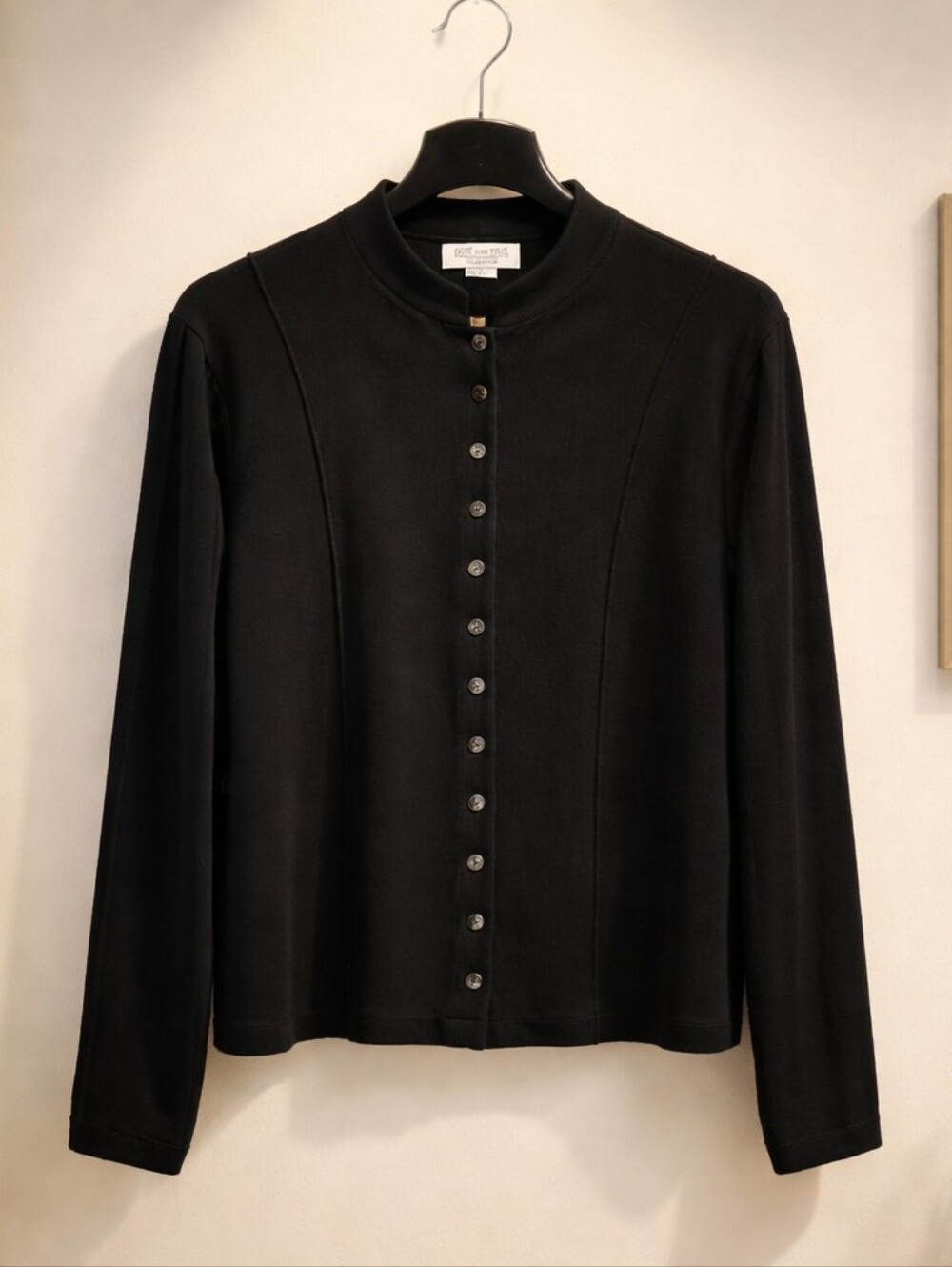 Due per Due , Black Bolero Style Button-Front Long Sleeve Cardigan